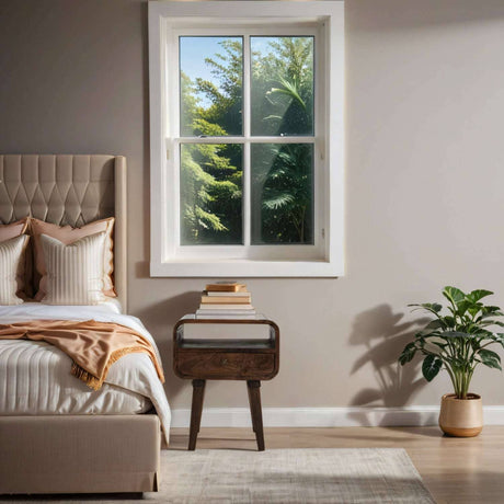 Franklin Dark Mango Wood Bedside Table with Drawer Verty Furniture