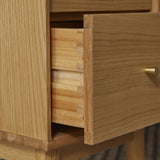 Fishe and Lilly Bedside Table featuring a smooth wooden finish with spacious drawers