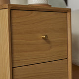 Fishe and Lilly Bedside Table in natural wood finish with two drawers for storage
