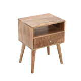 Marlow Light Mango Wood Bedside Table with 1 Drawer & Open Slot Verty Furniture