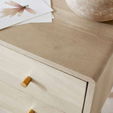 Fishe and Lilly modern Bedside Table with natural wood finish and stylish gold handles