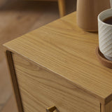 Stylish Bedside Table by Fishe and Lilly with natural wood finish and minimalistic design