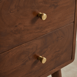 Fishe and Lilly wooden bedside table with two drawers and stylish brass knobs