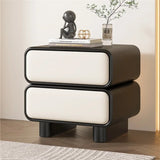 Klassyx modern bedside table with two drawers in black and white finish for stylish bedroom storage