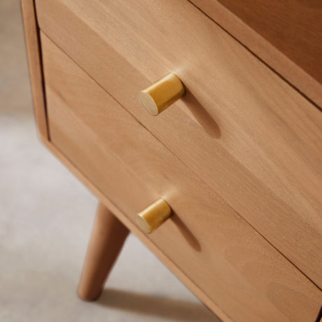 Fishe and Lilly Bedside Table with Two Drawers and Gold Handles for Stylish Bedroom Storage
