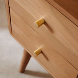 Fishe and Lilly Bedside Table with Two Drawers and Gold Handles for Stylish Bedroom Storage