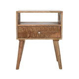 Marlow Light Mango Wood Bedside Table with 1 Drawer & Open Slot Verty Furniture