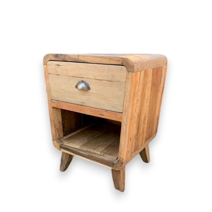 Bedside Table - Round One Draw - Recycled Wood AW-Dropship