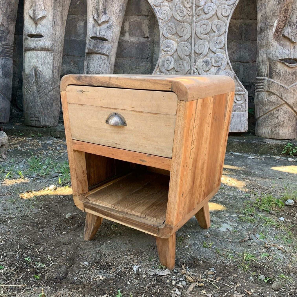 Bedside Table - Round One Draw - Recycled Wood AW-Dropship