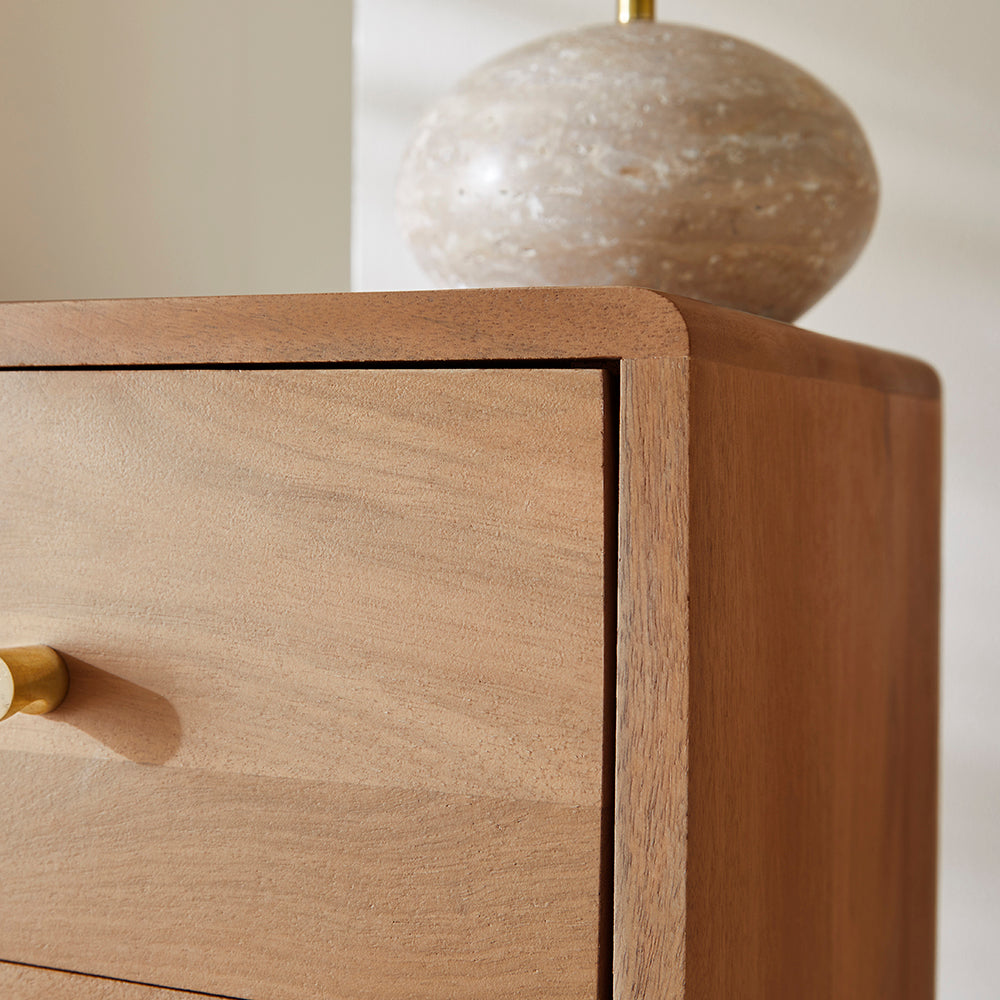 Fishe and Lilly Wooden Nightstand with a Drawer and Gold Handle, ideal as a Bedside Table