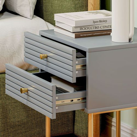 HOMCOM Bedside Tables Set of 2 with 2 Drawers for Bedroom HOMCOM