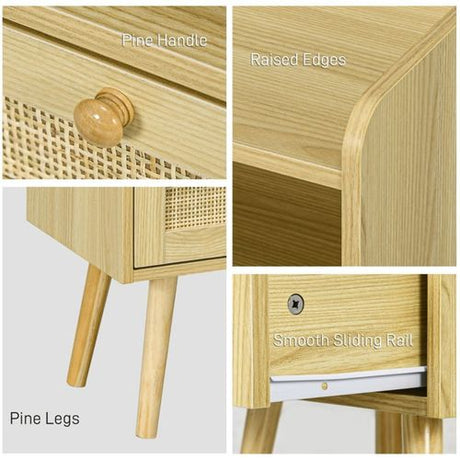 Scandinavian Style Bedside Tables with Storage Drawer N/A