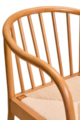 Orsina Beech Wood Chair with curved backrest and woven seat for stylish accent seating