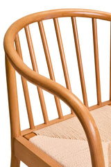 Orsina Beech Wood Chair with curved backrest and woven seat for stylish accent seating