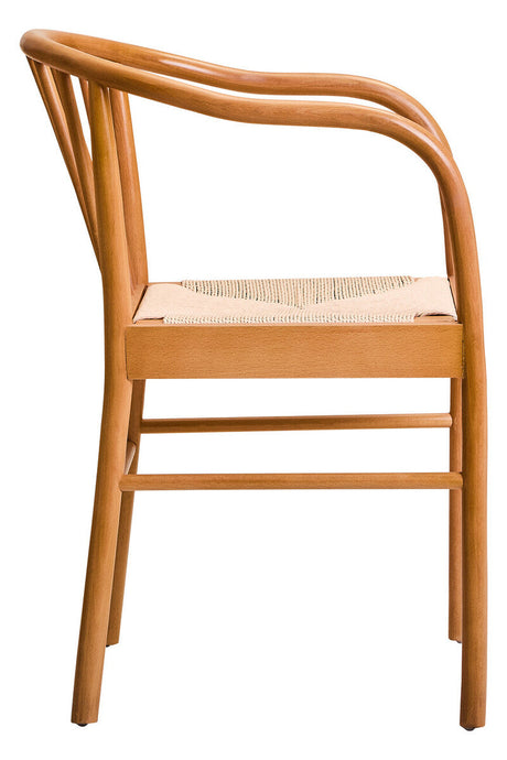 Orsina Beech Wood Chair with a curved back and natural woven seat for stylish accent seating