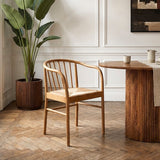 Orsina Beech Wood Chair with woven seat and elegant design, perfect for accentuating any room