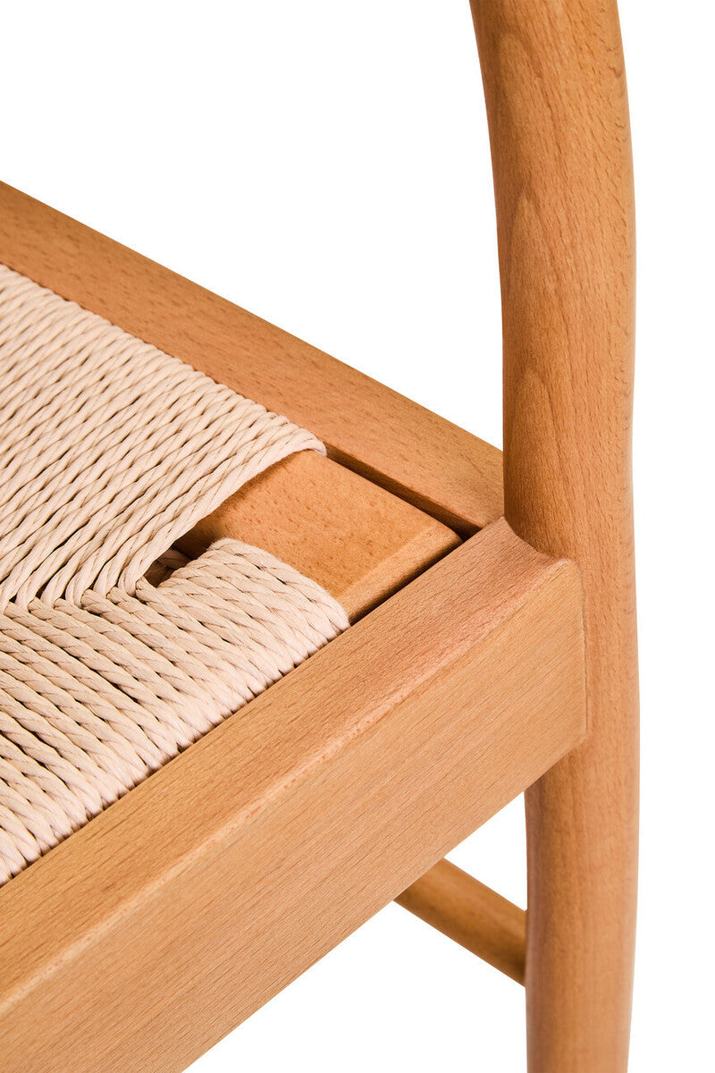 Orsina Beech Wood Chair with woven seat and elegant design for stylish interior decor