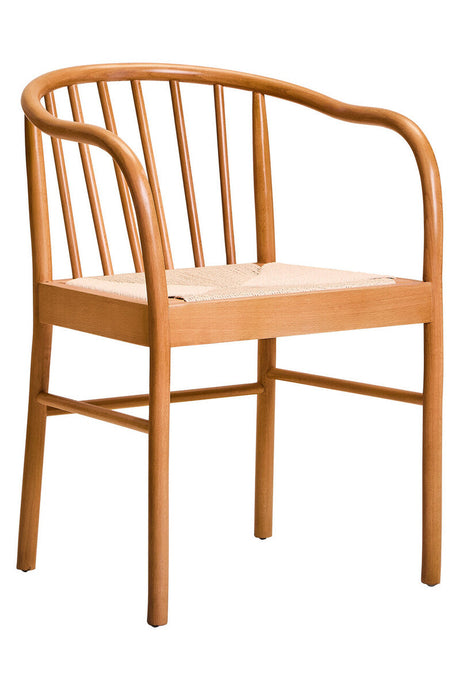 Orsina Beech Wood Chair with curved back and natural seat for stylish accent seating