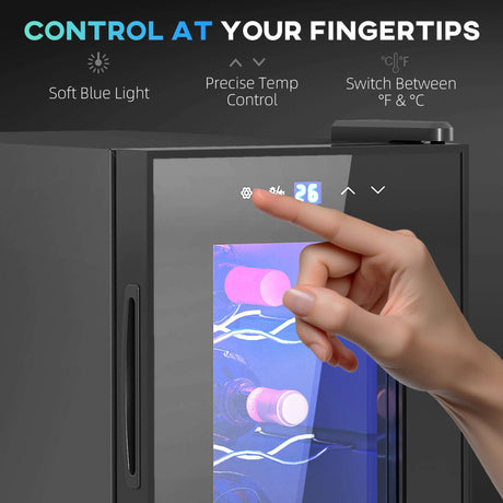 HOMCOM Mini Beer and Wine Fridge, 6 Bottle, with Glass Door, Touch Screen HOMCOM