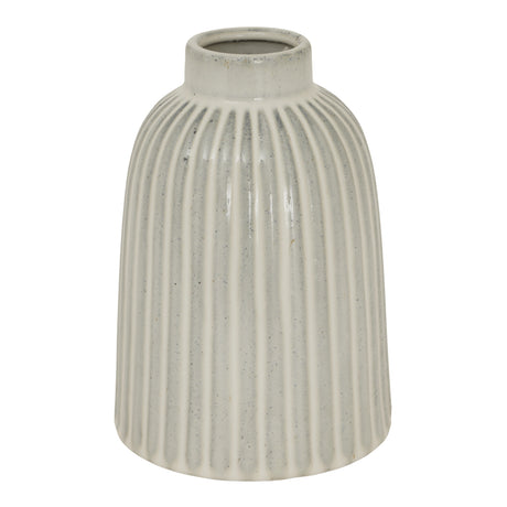 Ceramic Bell Vase from Shades 4 Seasons with a ribbed texture in a soft neutral tone