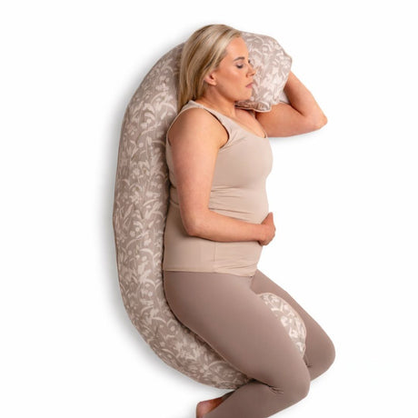 BellaMoon Body Pillow in a floral design, providing support for comfortable sleeping positions