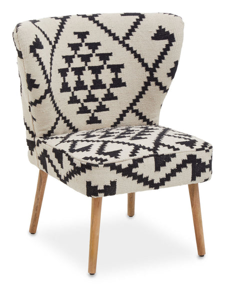 Orsina Berber Style Chair with geometric pattern and wooden legs for stylish accent decor