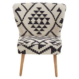 Orsina Berber Style Chair with geometric black and white upholstery and wooden legs