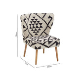 Orsina Berber Style Chair with geometric pattern and wooden legs, perfect for accenting any room