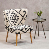 Orsina Berber Style Chair with geometric pattern and wooden legs, perfect for stylish interiors
