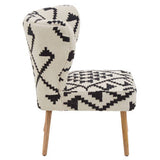Orsina Berber Style Chair featuring a geometric pattern and wooden legs for stylish accent seating