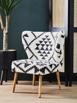 Orsina Berber Style Chair with geometric pattern and wooden legs for accent decor
