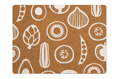 Orsina Rectangular Placemats with a stylish fruit and vegetable design on cork material