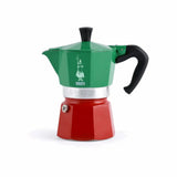 Bialetti Coffee Maker in Green and Red with Classic Design for Brewing Italian Coffee