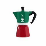 Bialetti Moka Express Coffee Maker in Red and Green for Authentic Italian Coffee Brewing