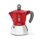 Bialetti Moka Induction Coffee Maker in vibrant red with a stainless steel base and ergonomic handle