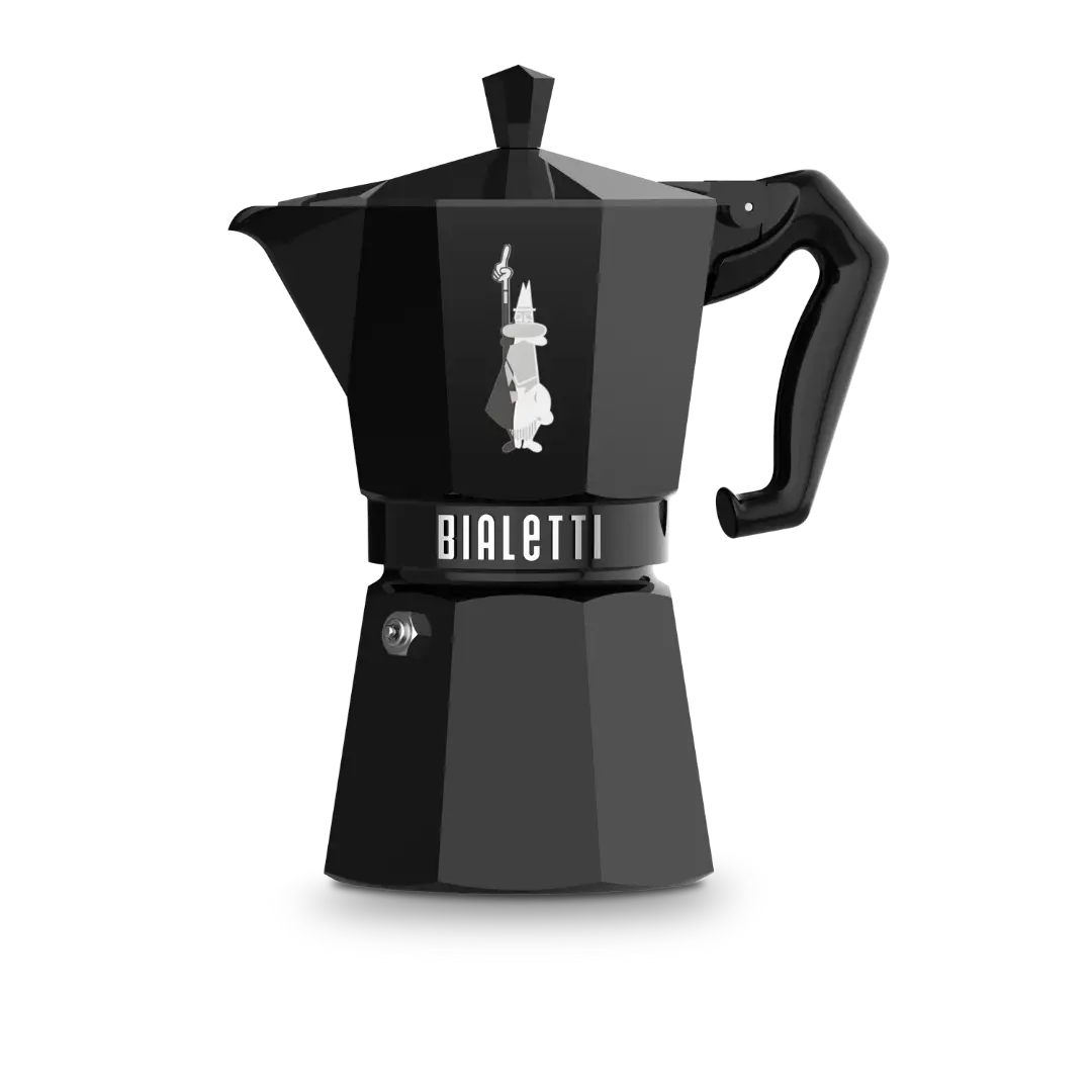 Bialetti Moka Express Stovetop Coffee Maker in Black with Stylish Design for Brewing Espresso