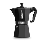 Bialetti Moka Express Stovetop Coffee Maker in Black with Stylish Design for Brewing Espresso