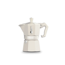 Bialetti Moka Express in white with ergonomic handle for authentic coffee brewing