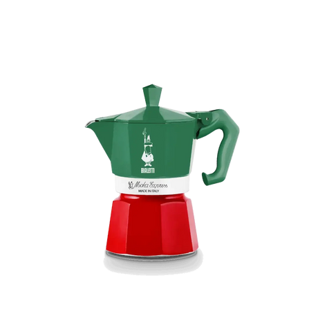 Bialetti Moka Express Coffee Maker in Green and Red with Iconic Design for Authentic Italian Coffee