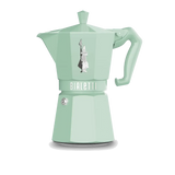 Light green Bialetti Moka Express Coffee Maker for brewing authentic Italian coffee