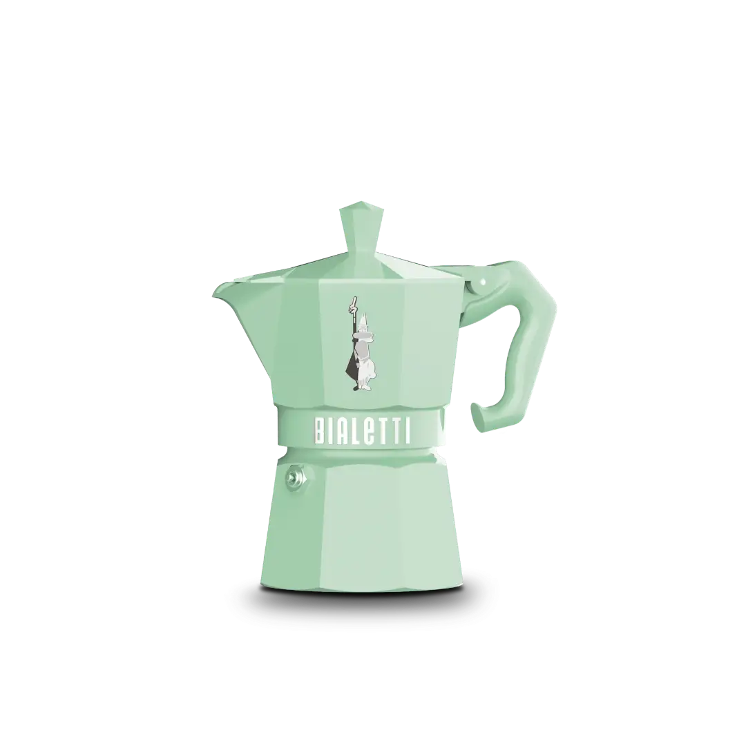 Bialetti Moka Express in Mint Green for making rich and authentic Italian coffee