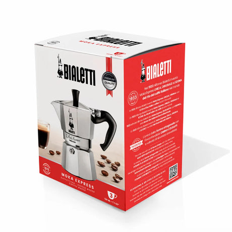 Bialetti Moka Express Espresso Maker Box with Classic Design and Brew Italia Branding
