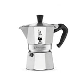 Bialetti Moka Express Coffee Maker in polished stainless steel for brewing authentic Italian coffee