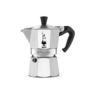 Bialetti Moka Express Coffee Maker in polished stainless steel for brewing authentic Italian coffee