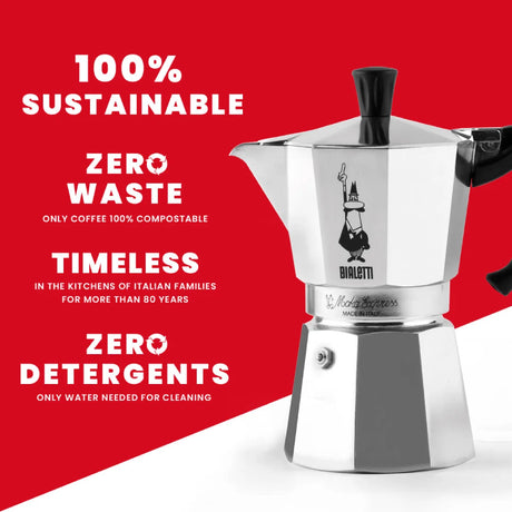 Bialetti Moka Express coffee maker featuring a sustainable design and timeless style for perfect brewing