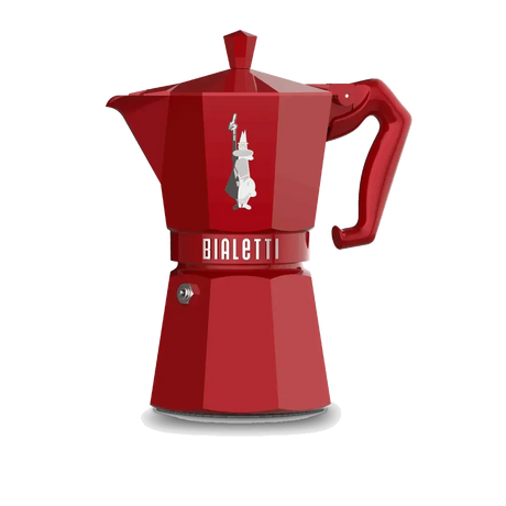 Bialetti Moka Express in bright red, perfect for brewing rich espresso at home