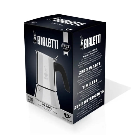 Bialetti Venus Coffee Maker in Silver Boxed Packaging Perfect for Eco-Friendly Brewing