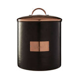 Orsina Black Hammered Metal Bread Bin with Copper Lid and Decorative Bread Label