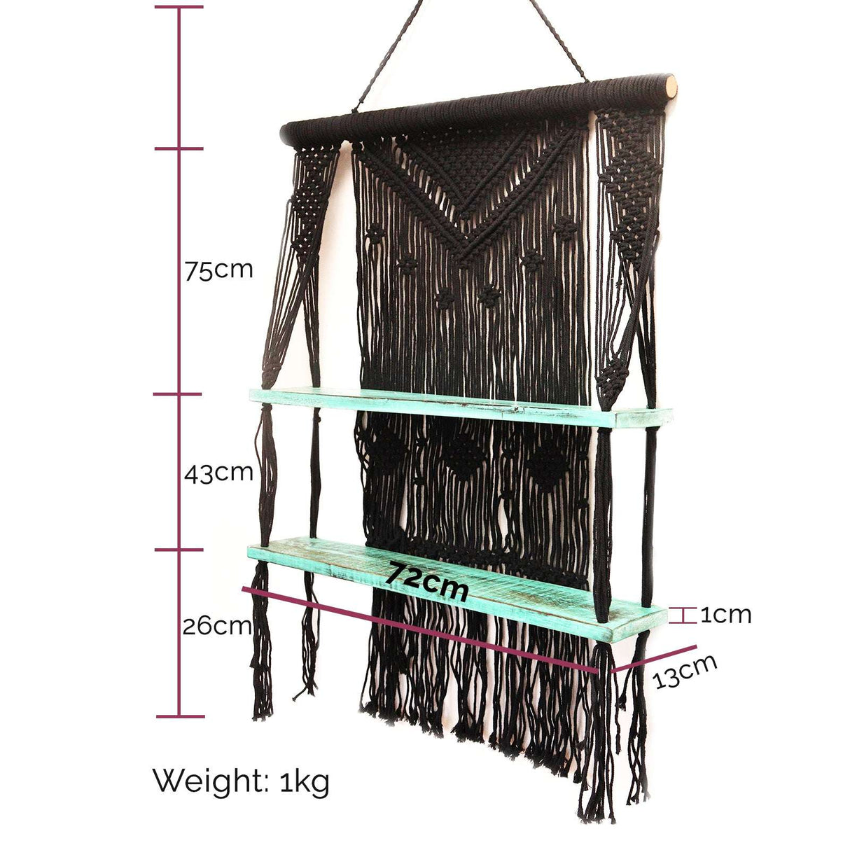 Natural Macrame Hanging Shelves - Blue Shades 4 Seasons