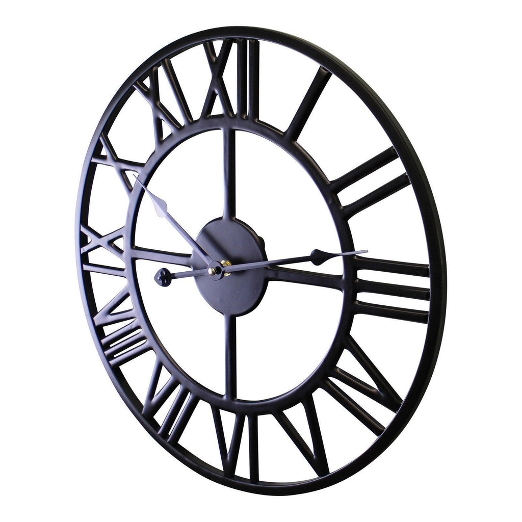 Black Metal Roman Numeral Wall Clock 39cm Geko Products